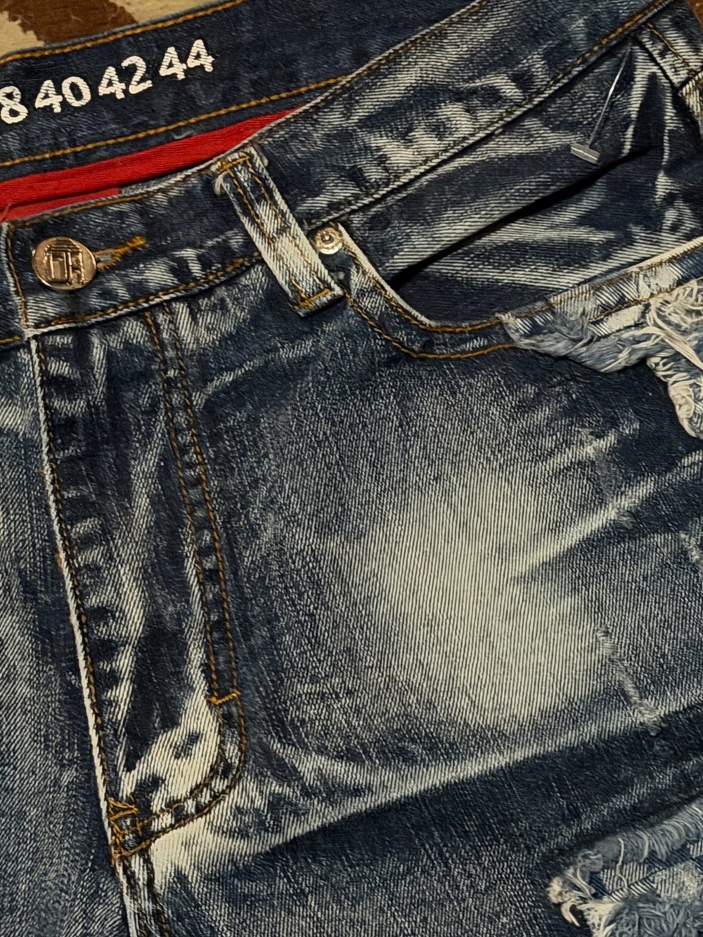 Distressed Dark Blue Men's Denim House Shorts - Picture 5 of 13